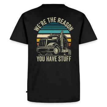 Trucker Telling Funny – Transport Logistics Humour - T-shirt Premium bio Homme - noir - Dos - Nico (187cm)