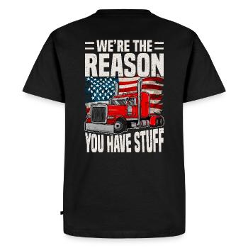 Trucker Telling Funny – Transport Logistics Humour - T-shirt Premium bio Homme - noir - Dos - Nico (187cm)