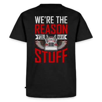 Trucker Telling Funny – Transport Logistics Humour - T-shirt Premium bio Homme - noir - Dos - Nico (187cm)