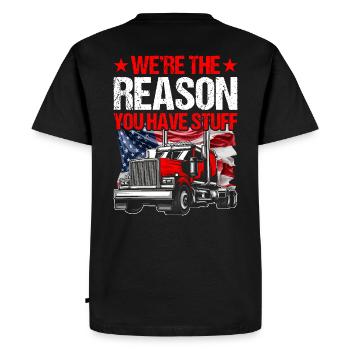 Trucker Telling Funny – Transport Logistics Humour - T-shirt Premium bio Homme - noir - Dos - Nico (187cm)