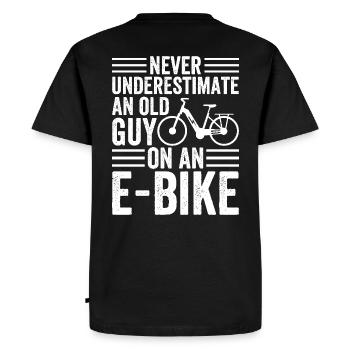 Drôle de dicton pour les vieux cyclistes électriques - T-shirt Premium bio Homme - noir - Dos - Nico (187cm)