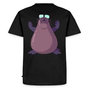 Phoque avec des lunettes de soleil - Créature marine cool sur une photo - T-shirt Premium bio Homme - noir - Dos - Nico (187cm)