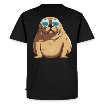 Phoque avec des lunettes de soleil - Créature marine cool sur une photo - T-shirt Premium bio Homme - noir - Dos - Nico (187cm)