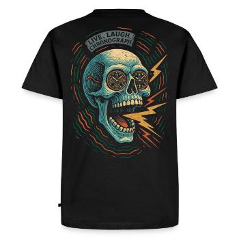 Live Laugh Chronograph - Men's Premium Organic T-Shirt - black - Back - Nico (187cm)