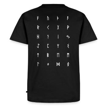 Elder Futhark Runen (Rückseite) - Männer Premium Bio T-Shirt - Schwarz - Hinten - Nico (187cm)