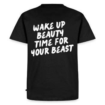 Réveille-toi beauté, temps pour ta bête - Motivation - T-shirt Premium bio Homme - noir - Dos - Nico (187cm)