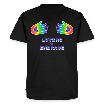 Aimer embrasser les mains Couleurs arc-en-ciel Coeur - T-shirt Premium bio Homme - noir - Dos - Nico (187cm)