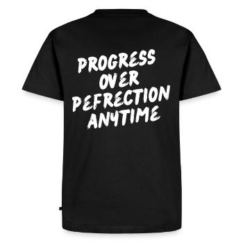 Progress over perfection anytime - Motivation - Men's Premium Organic T-Shirt - black - Back - Nico (187cm)