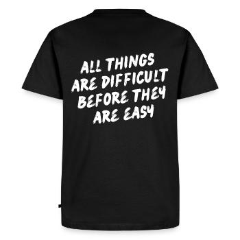 All things are difficult before they get easy - Men's Premium Organic T-Shirt - black - Back - Nico (187cm)