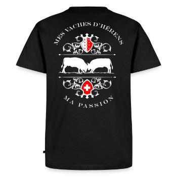 Vache d'hérens, eringer, ma passion - T-shirt Premium bio Homme - noir - Dos - Nico (187cm)