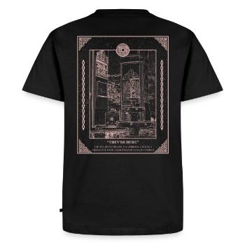 Fine line art monochrome arabic calligraphy scene - Men's Premium Organic T-Shirt - black - Back - Nico (187cm)