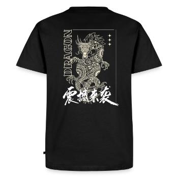 Dragon mystique avec lettrage - T-shirt Premium bio Homme - noir - Dos - Nico (187cm)