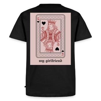 Reine de Cœur avec Rose - T-shirt Premium bio Homme - noir - Dos - Nico (187cm)