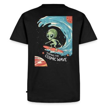 Surfer sur la vague cosmique - T-shirt Premium bio Homme - noir - Dos - Nico (187cm)