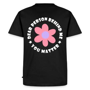 Chère personne derrière moi, vous êtes important - T-shirt Premium bio Homme - noir - Dos - Nico (187cm)