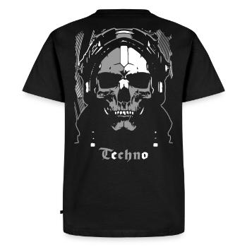 Crâne techno futuriste - T-shirt Premium bio Homme - noir - Dos - Nico (187cm)