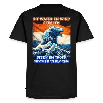 Dutch Pride Dutch lion born from water - Men's Premium Organic T-Shirt - black - Back - Nico (187cm)