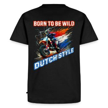 Dirt bike Dutch Style weathered Dutch motorcycle - Men's Premium Organic T-Shirt - black - Back - Nico (187cm)