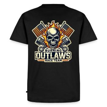 Burning Outlaw By Rie Design - Men's Premium Organic T-Shirt - black - Back - Nico (187cm)