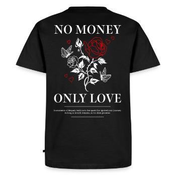 No Money Only Love – Romantic Rose Design - Men's Premium Organic T-Shirt - black - Back - Nico (187cm)