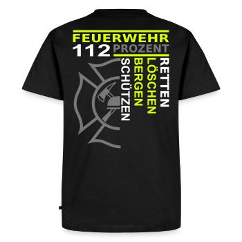 Feuerwehr 112 Retten Löschen Bergen Schützen - Männer Premium Bio T-Shirt - Schwarz - Hinten - Nico (187cm)