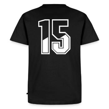 15 ans maillot numéro 15 T-shirt numéro 15 - T-shirt Premium bio Homme - noir - Dos - Nico (187cm)