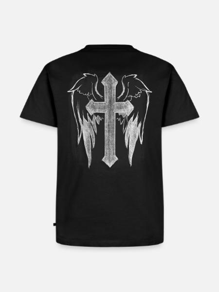 Angel wing cross - Herre Premium økologisk T-shirt - sort