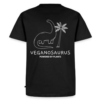 Veganosaurus - Vegan Shirt süß lustig Rücken Print - Männer Premium Bio T-Shirt - Schwarz - Hinten - Nico (187cm)