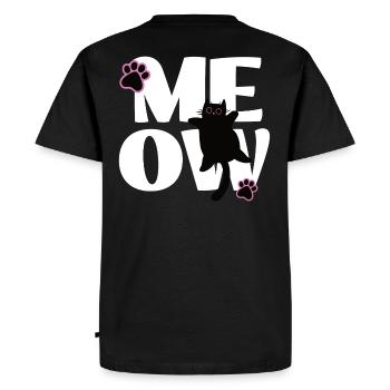 Chemise Chat Drôle - Anime Chat Motif miaou - T-shirt Premium bio Homme - noir - Dos - Nico (187cm)