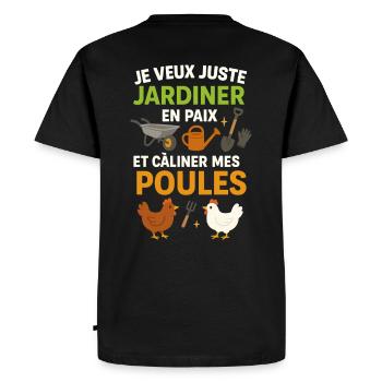 Garden and Chickens Humor Retreat - Men's Premium Organic T-Shirt - black - Back - Nico (187cm)
