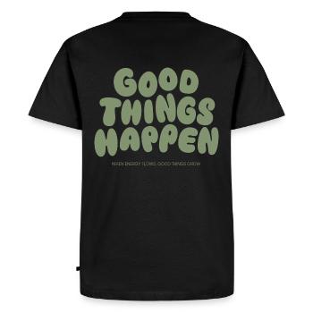 De bonnes choses se produisent - T-shirt Premium bio Homme - noir - Dos - Nico (187cm)