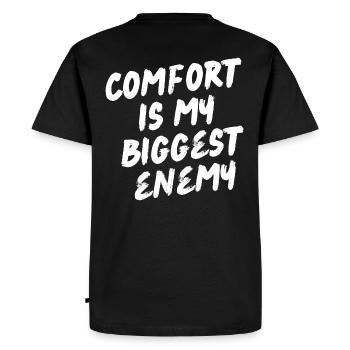 Comfort is my biggest enemy - Motivation - Men's Premium Organic T-Shirt - black - Back - Nico (187cm)