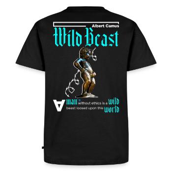 Un homme sans éthique est une bête. Bleu - T-shirt Premium bio Homme - noir - Dos - Nico (187cm)