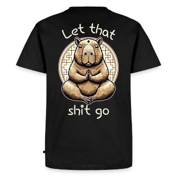 Lâchez cette merde – Méditer Capybara - T-shirt Premium bio Homme - noir - Dos - Nico (187cm)