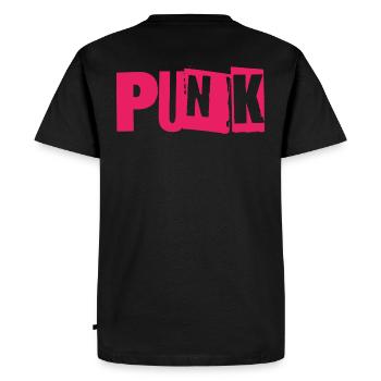 Punk Glitch Typo Neon - Men's Premium Organic T-Shirt - black - Back - Nico (187cm)