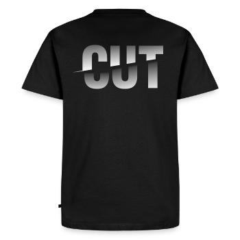 Lettrage CUT élégant - T-shirt Premium bio Homme - noir - Dos - Nico (187cm)