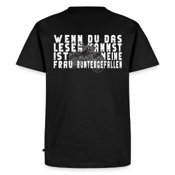 Motorrad Biker - lustig Wenn du das Lesen kannst - Männer Premium Bio T-Shirt - Schwarz - Hinten - Nico (187cm)