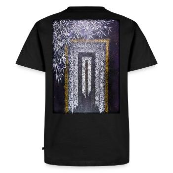 Calligraffiti - Gate (dark) - Men's Premium Organic T-Shirt - black - Back - Nico (187cm)