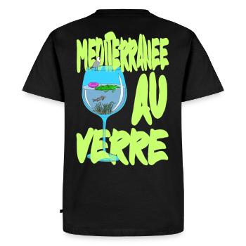 Méditerranée au Verre - Suréalisme petiteToulon - T-shirt Premium bio Homme - noir - Dos - Nico (187cm)