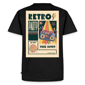 Retro Party Boombox Neon - Men's Premium Organic T-Shirt - black - Back - Nico (187cm)