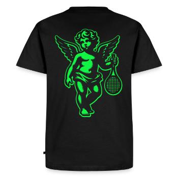Chemise de tennis Angel Cherub Rétro Renaissance vert néon - T-shirt Premium bio Homme - noir - Dos - Nico (187cm)