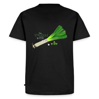 Low fitness leek - Men's Premium Organic T-Shirt - black - Back - Nico (187cm)