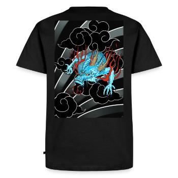Japanese dragon with black clouds - Men's Premium Organic T-Shirt - black - Back - Nico (187cm)