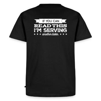 Funny waiter tourist hotel bar restaurant - Men's Premium Organic T-Shirt - black - Back - Nico (187cm)