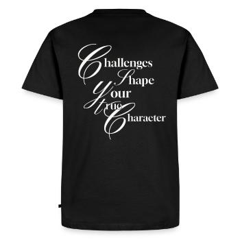 Challenges shape your true character - Men's Premium Organic T-Shirt - black - Back - Nico (187cm)