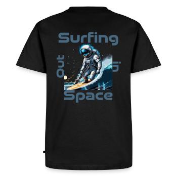 Surfing out in Space - Men's Premium Organic T-Shirt - black - Back - Nico (187cm)