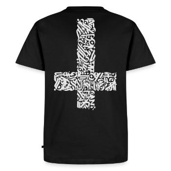 UHclothes Classic - Inverted cross - Men's Premium Organic T-Shirt - black - Back - Nico (187cm)