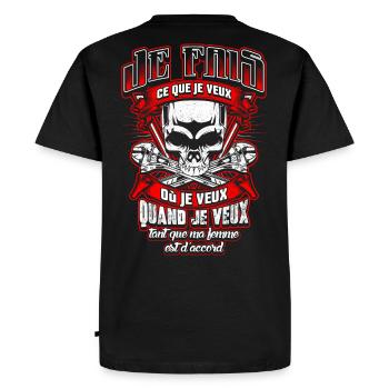 ...tant que ma femme est d'accord - T-shirt Premium bio Homme - noir - Dos - Nico (187cm)