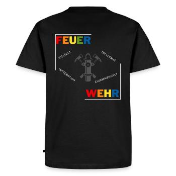 Feuerwehr LGBTQ Pride - Männer Premium Bio T-Shirt - Schwarz - Hinten - Nico (187cm)