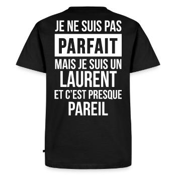 Nom de Famille - LAURENT - T-shirt Premium bio Homme - noir - Dos - Nico (187cm)